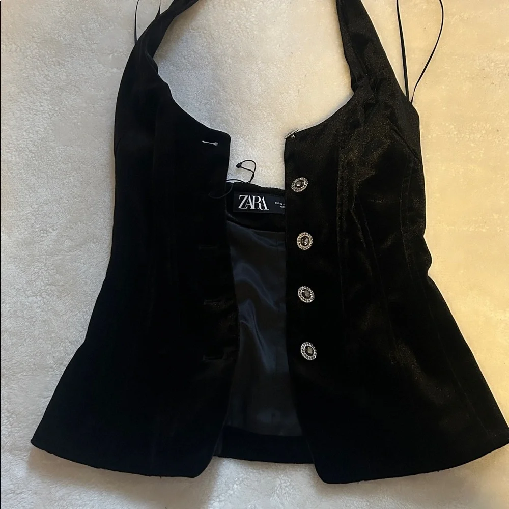 Zara velvet waistcoat with gem buttons - Picture 7 of 8